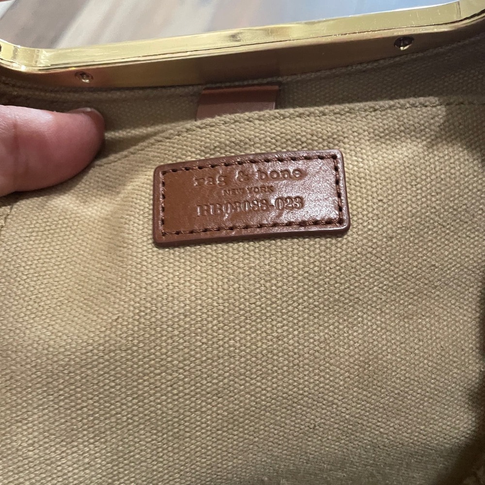 Rag & Bone Belize Canvas Tote Tan Brown Leather Shoulder Strap - Picture 10 of 14